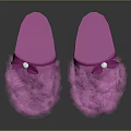Adorable Pink Furry Slippers With Bow Decoration And Fluffy Soft Texture